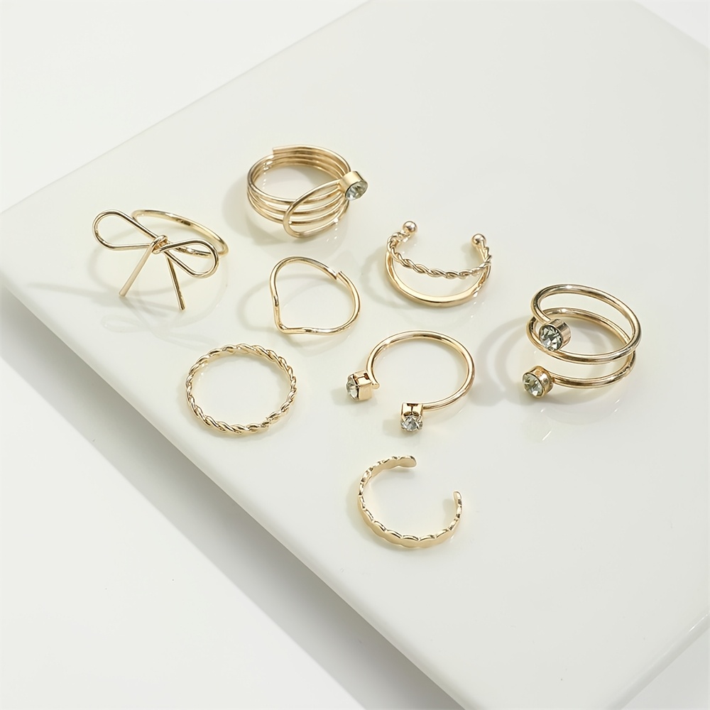 8pcs Iron Ring Rhinestone Circle Set